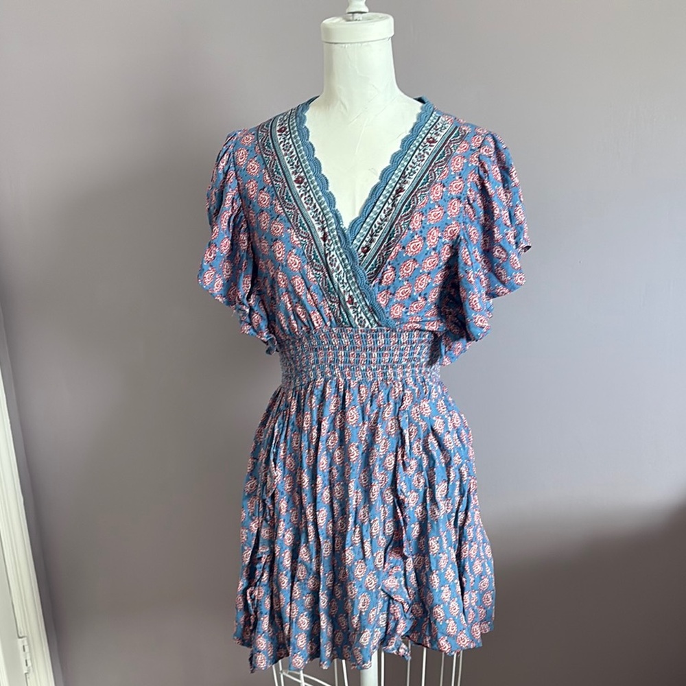Angie Purple Ruched V-Neck Sundress